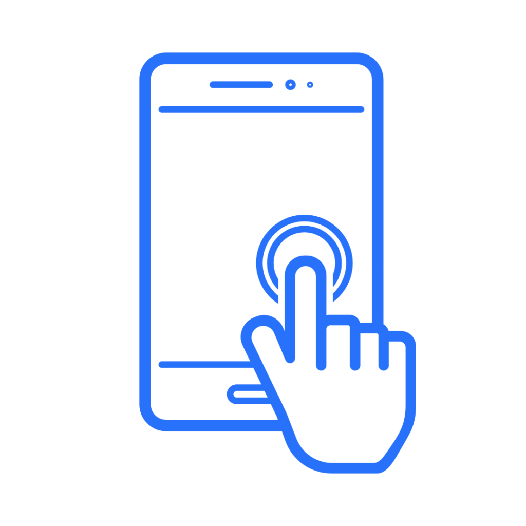 Blue outline of a phone representing mobile app